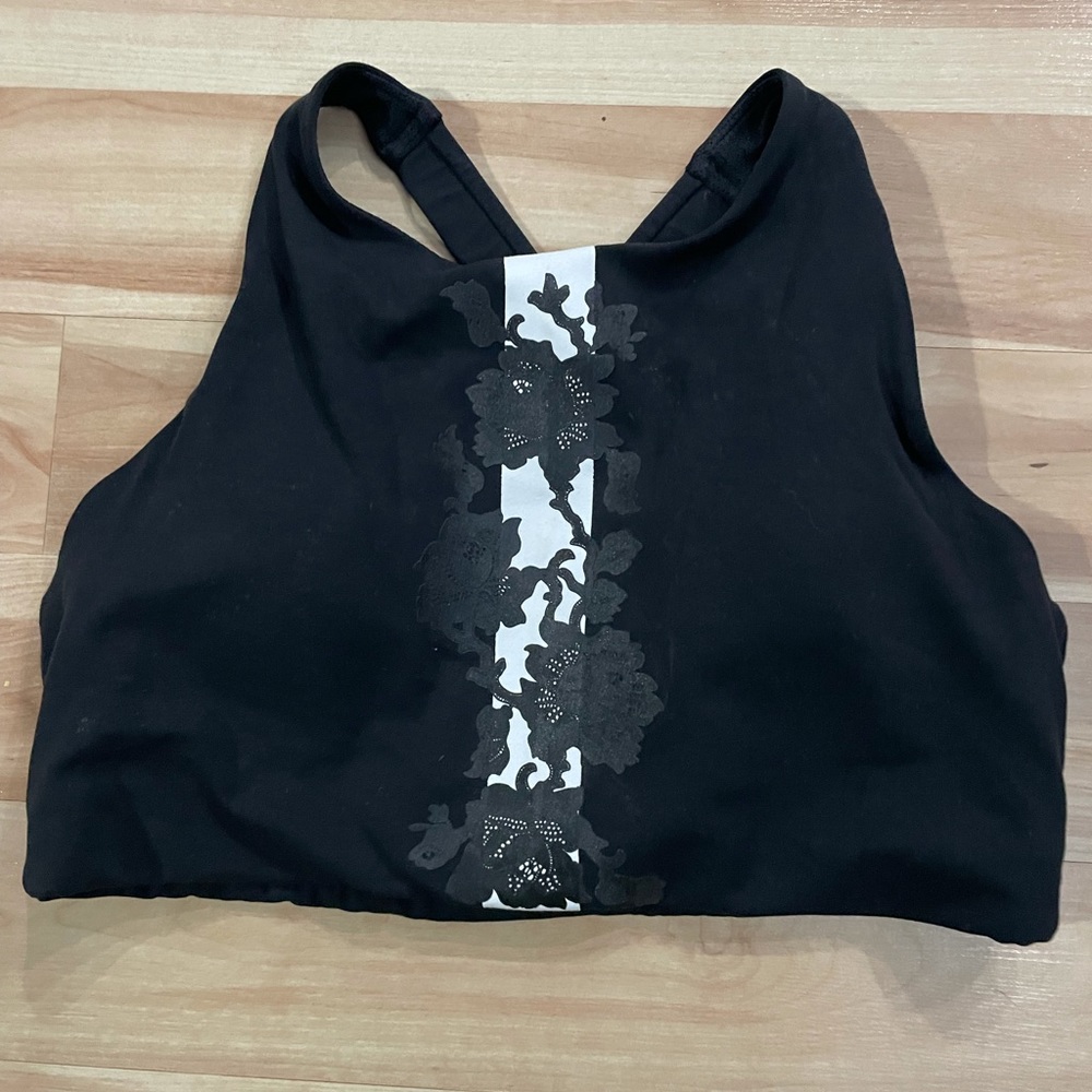 Athleta Powervita Rose Stripe Elation High Neck Bra Sz. Large